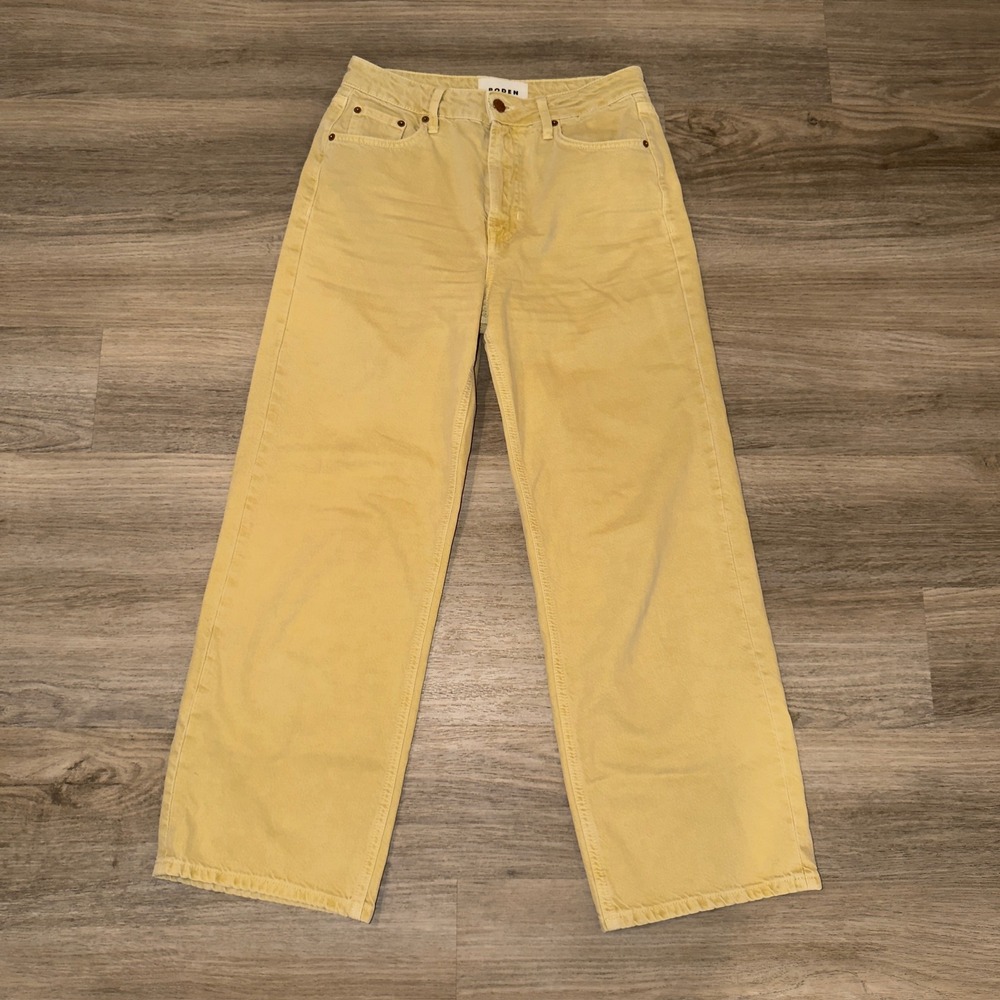 Boden Womens Yellow Wide Leg Jeans High Rise Cotton Denim Pants W28 L Size 6
